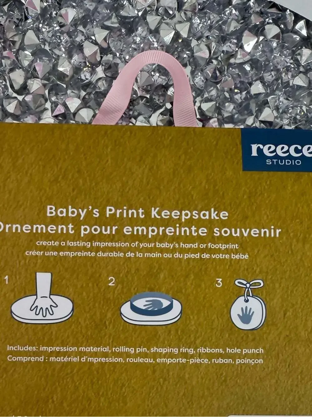 Reece Studio Baby's Print Keepsake Ornament in Pink